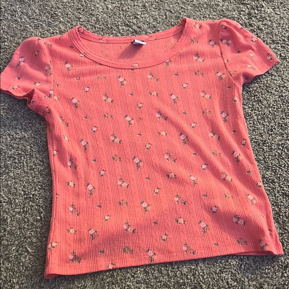 Old Navy Coral Floral Kids Tee